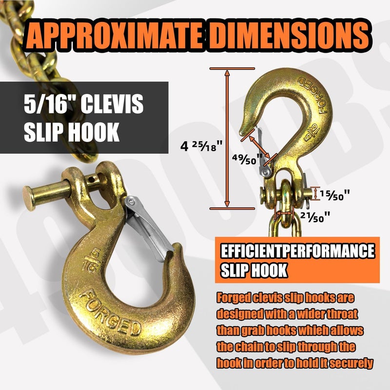 TKK 2-Pack Trailer Safety Chain - 35 Inch Chain with 5/16'' Clevis Snap Hook and Retainer | 21,000 lbs Break Strength | Secure Towing Transport Chains - Image 3